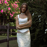 The Amelia Satin Corset and Sequin Skirt Set