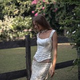 The Amelia Satin Corset and Sequin Skirt Set